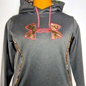 Under Armour Womens Pullover Hoodie Realtree Xtra Camo Pink Grey UA Storm Size M